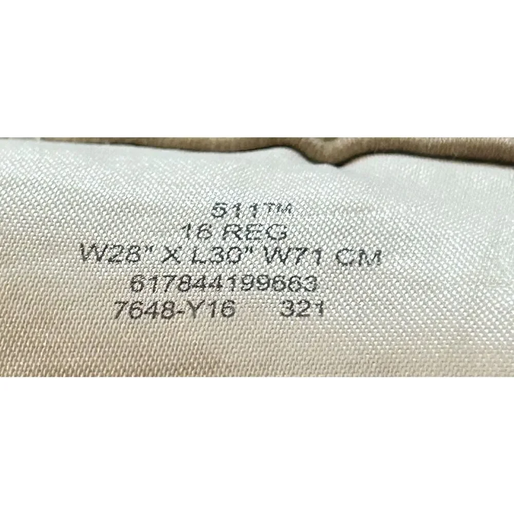 Levi's 511 Slim Brown Jeans Boys 16 Reg 28 x 30 Adjustable Waist